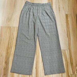 Nine West NWT Woman’s Wide Leg High Rise Black Plaid Pleated Front Size 12